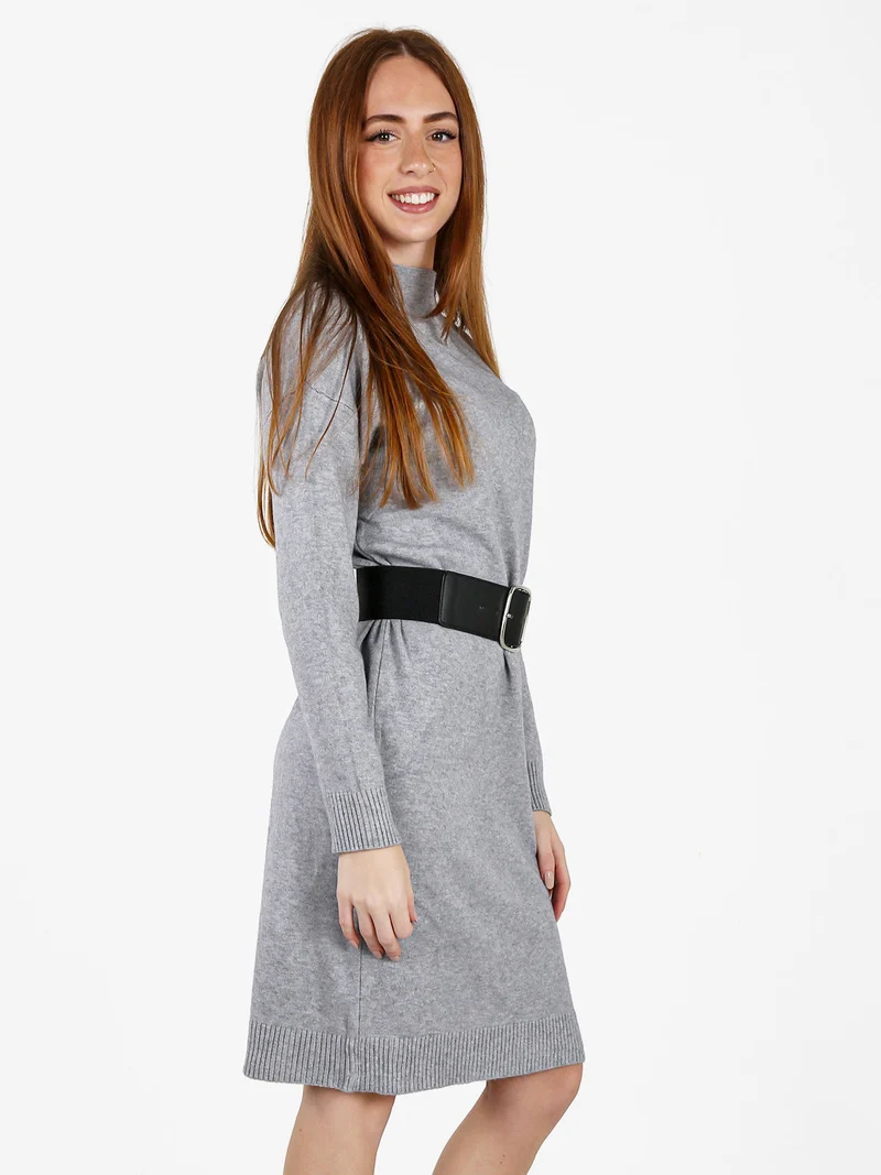 Abito donna in maglia accollato - grigio