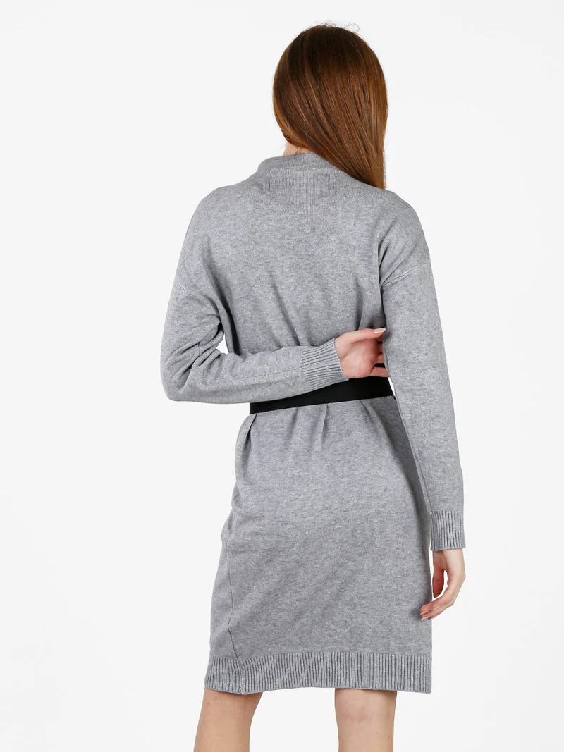 Abito donna in maglia accollato - grigio