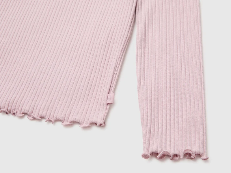 Geripptes Stretch-T-Shirt aus Bio-Baumwolle