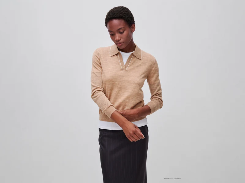 Gestricktes Poloshirt aus reiner Merinowolle