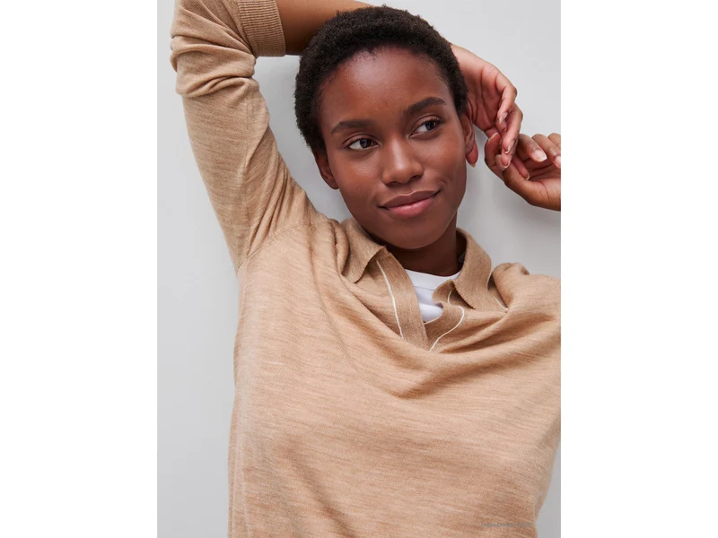Gestricktes Poloshirt aus reiner Merinowolle
