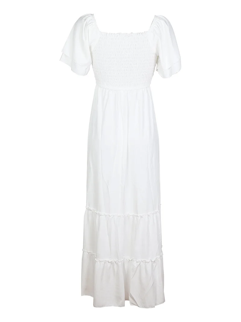 Abito lungo donna monocolore - bianco
