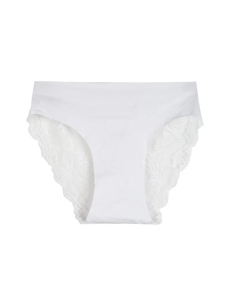 Slip donna taglio laser in cotone e pizzo - bianco