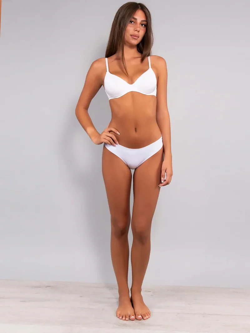 Slip donna taglio laser in cotone e pizzo - bianco