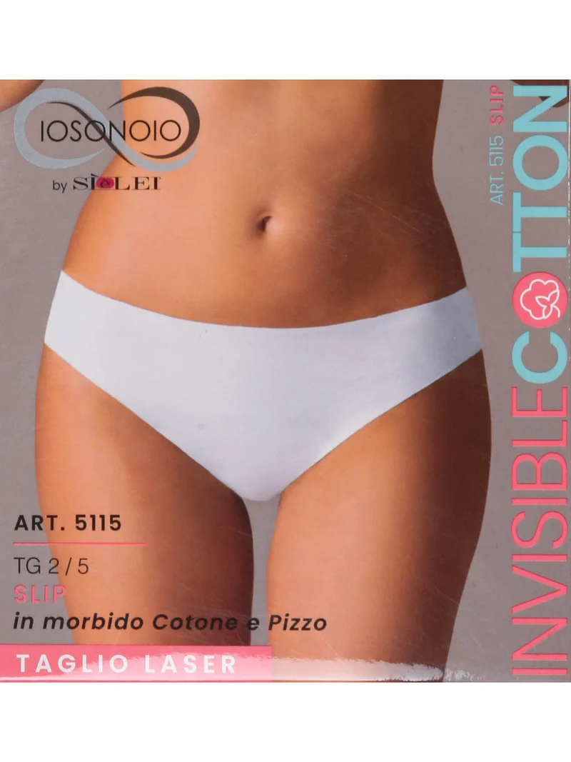 Slip donna taglio laser in cotone e pizzo - bianco