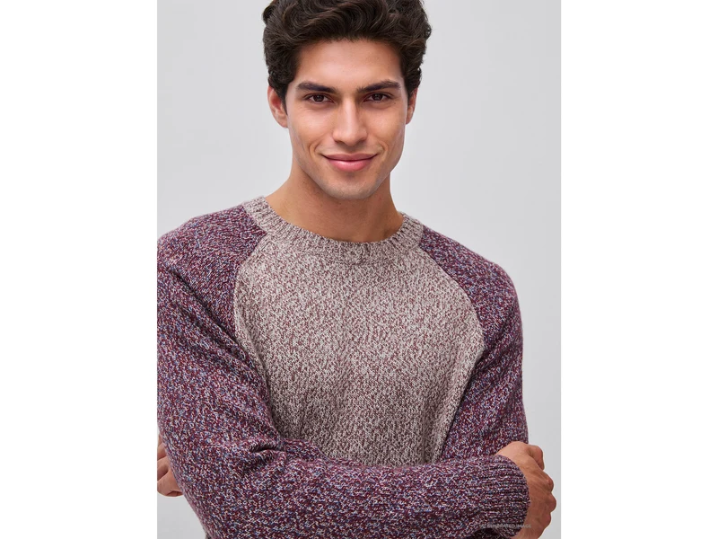 Farbblock-Pullover aus Wollmischung