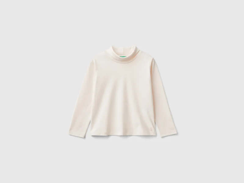 T-Shirt aus warmer Bio-Baumwolle mit Rollkragen