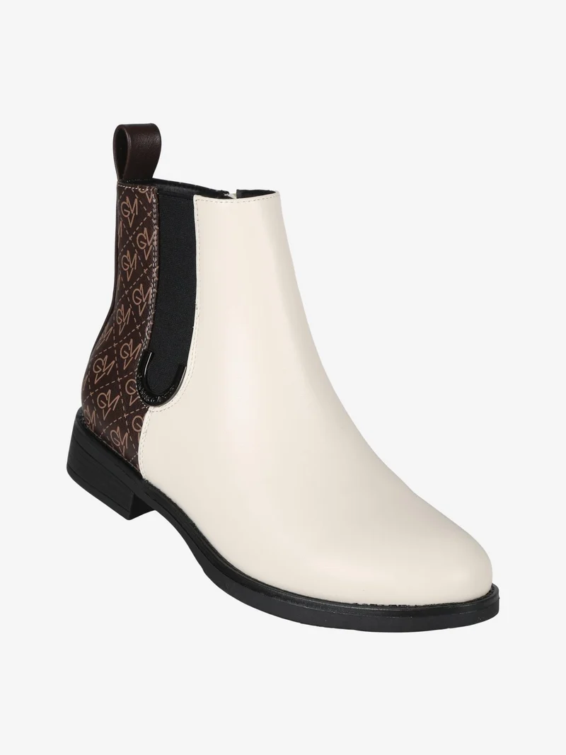 Stivaletti donna con monogramma bicolore - beige