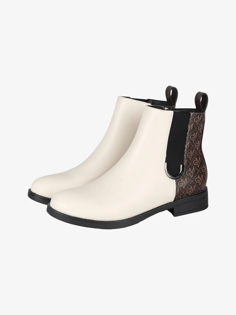 Stivaletti donna con monogramma bicolore - beige