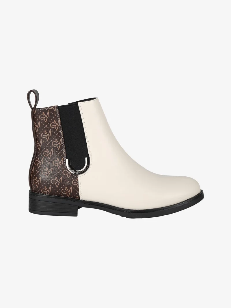 Stivaletti donna con monogramma bicolore - beige