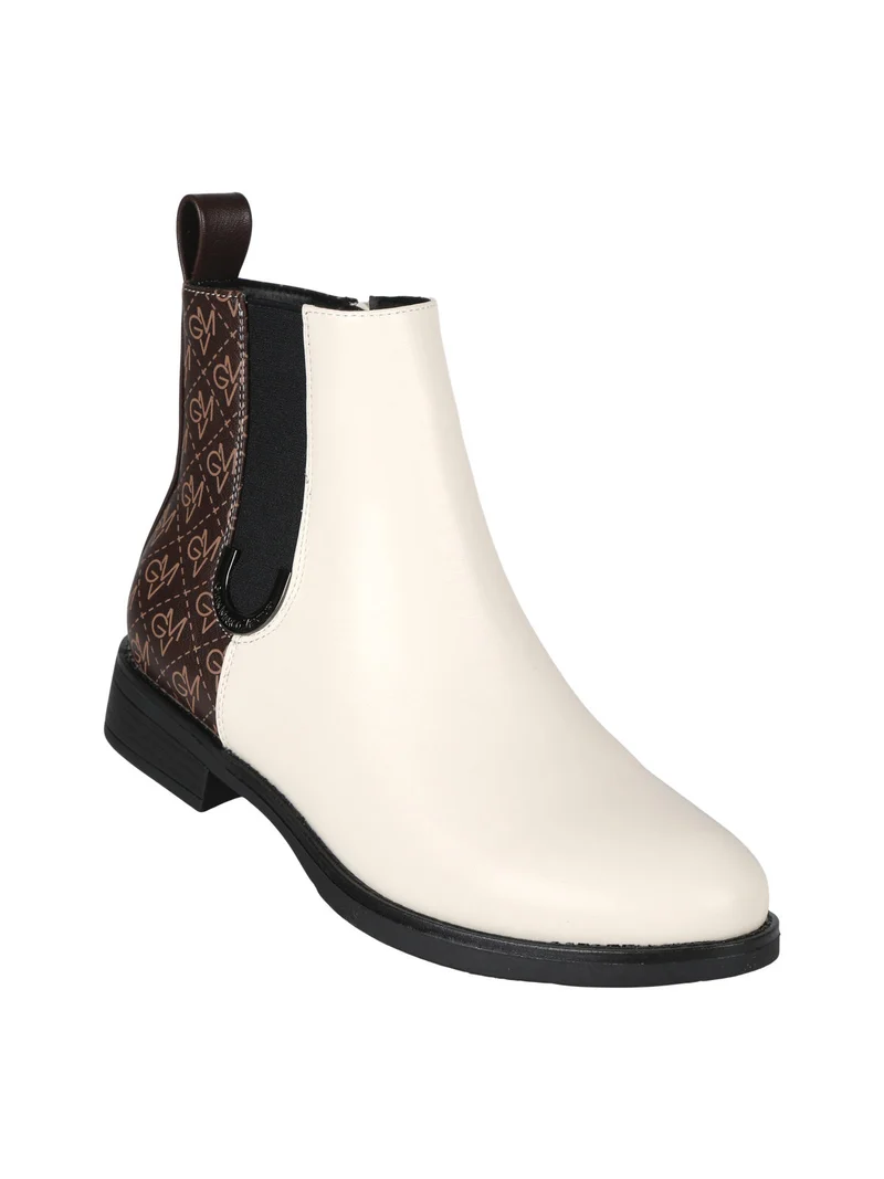 Stivaletti donna con monogramma bicolore - beige