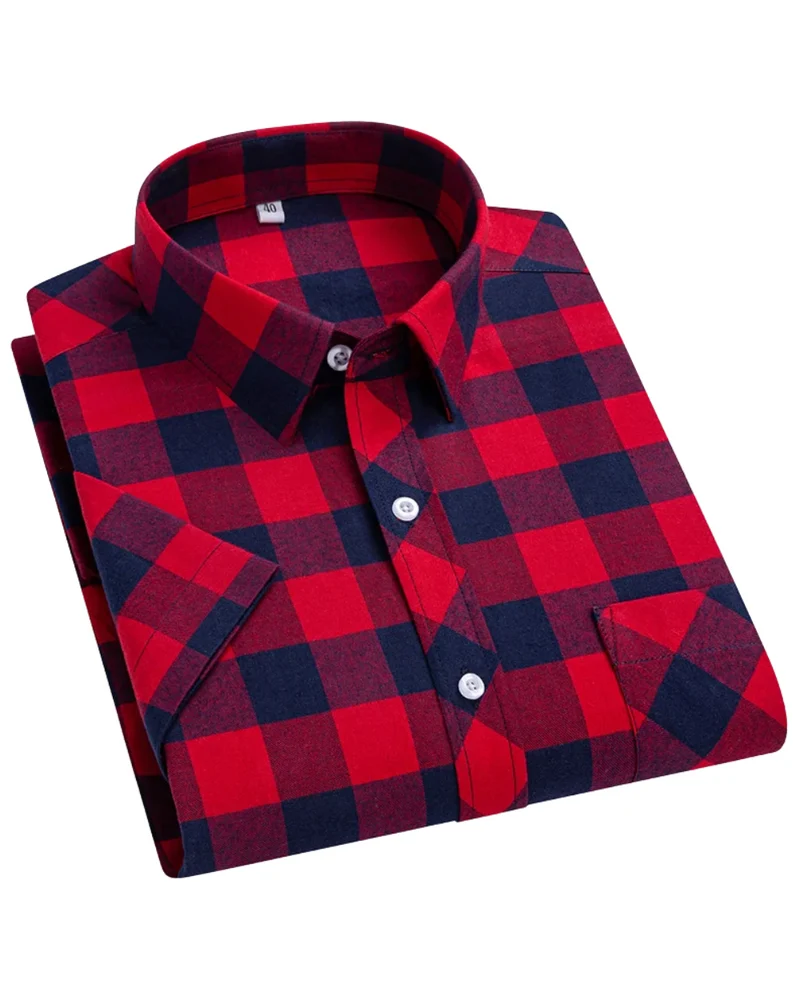 Cotton Short Sleeved Checkered Shirt
