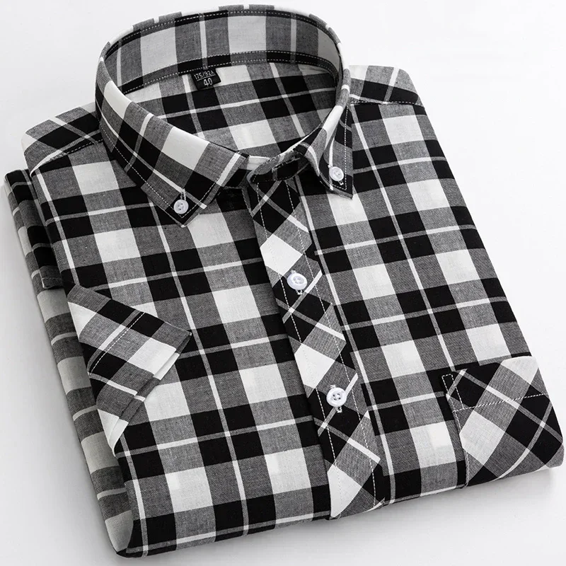 Cotton Short Sleeved Checkered Shirt