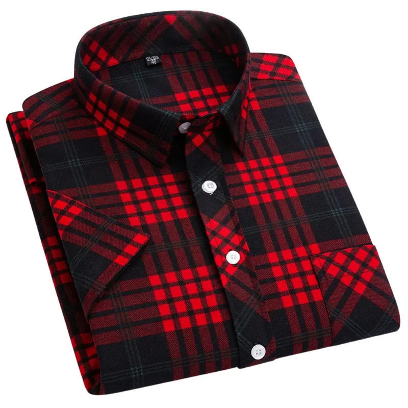 Cotton Short Sleeved Checkered Shirt