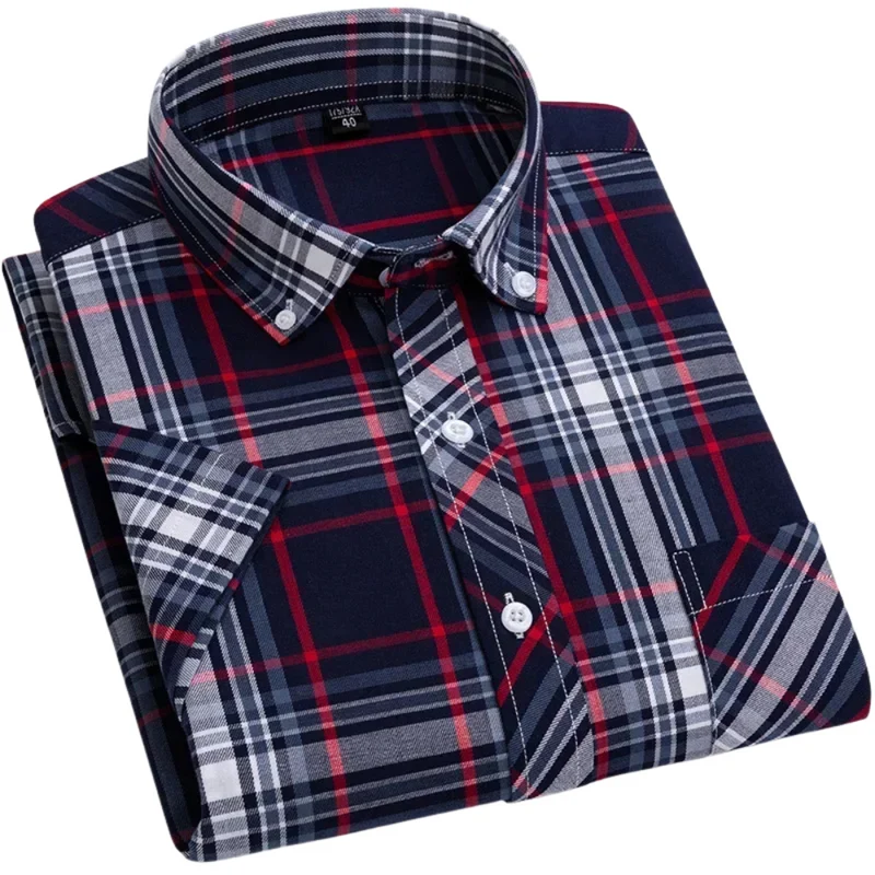 Cotton Short Sleeved Checkered Shirt