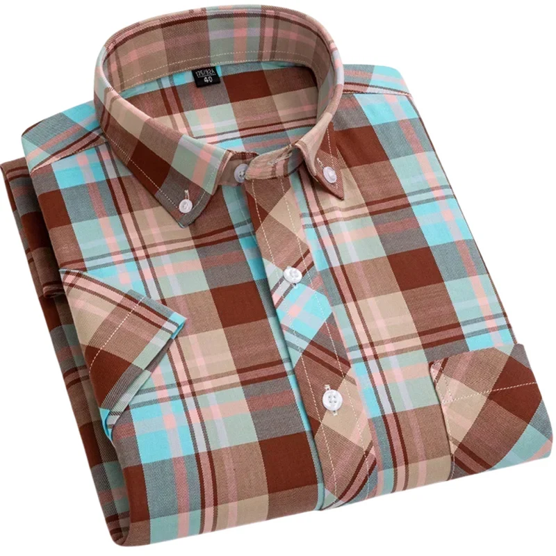 Cotton Short Sleeved Checkered Shirt
