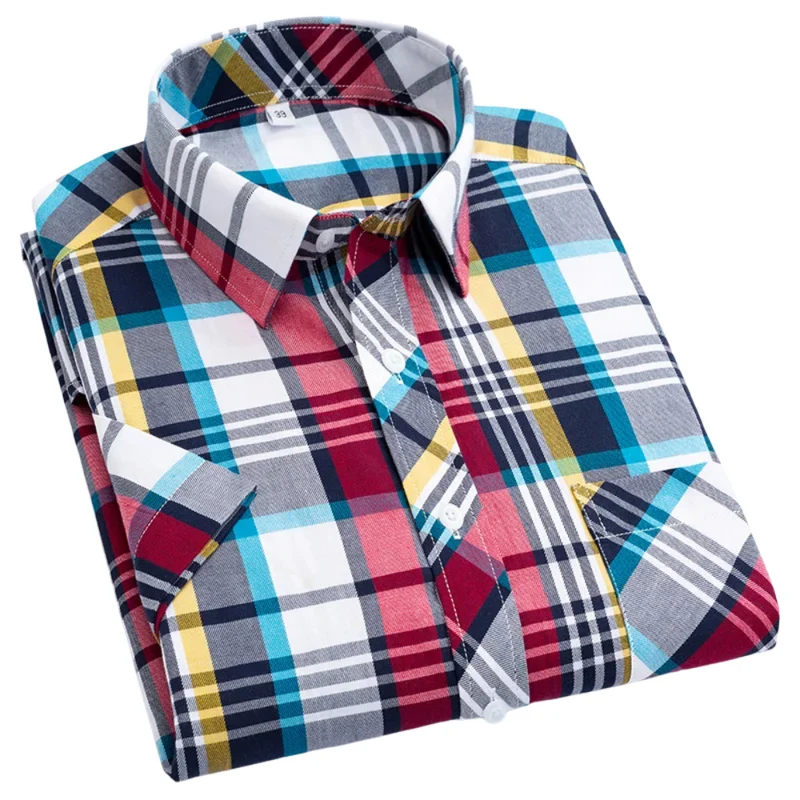 Cotton Short Sleeved Checkered Shirt