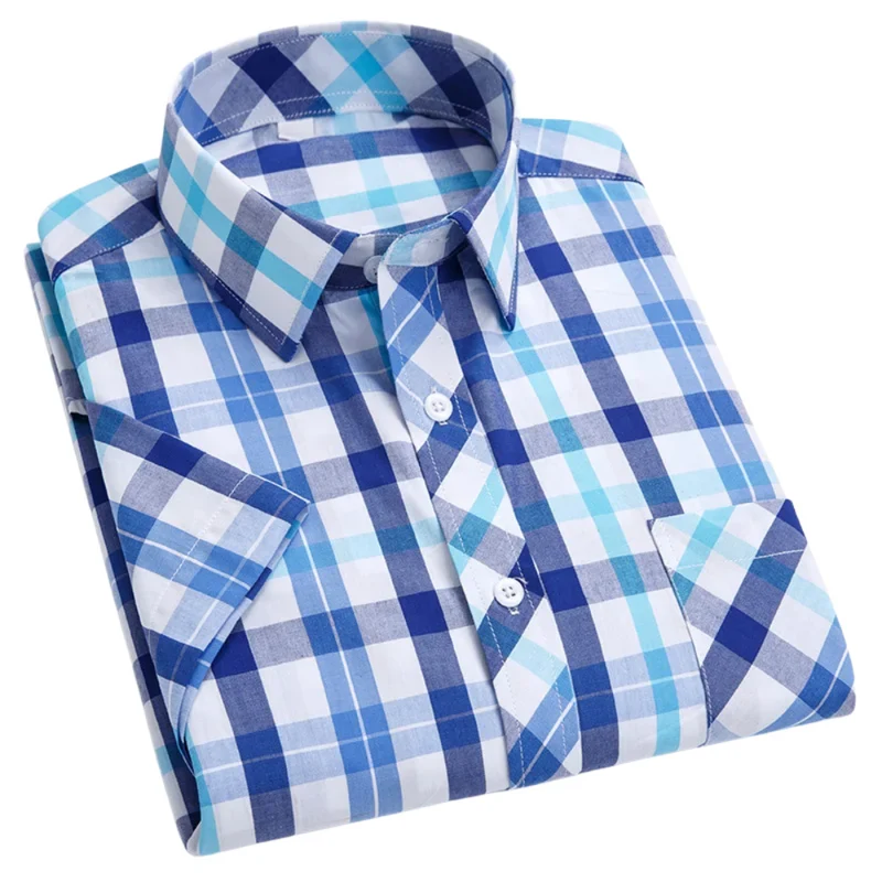 Cotton Short Sleeved Checkered Shirt