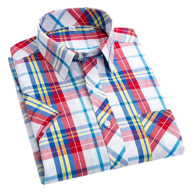 Cotton Short Sleeved Checkered Shirt