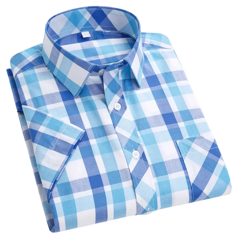 Cotton Short Sleeved Checkered Shirt