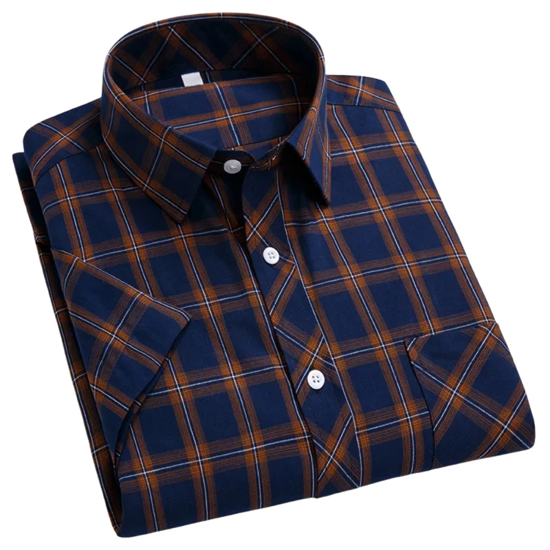 Cotton Short Sleeved Checkered Shirt