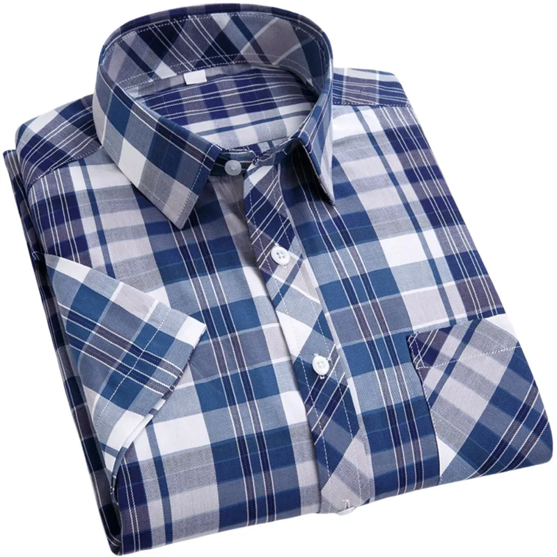 Cotton Short Sleeved Checkered Shirt