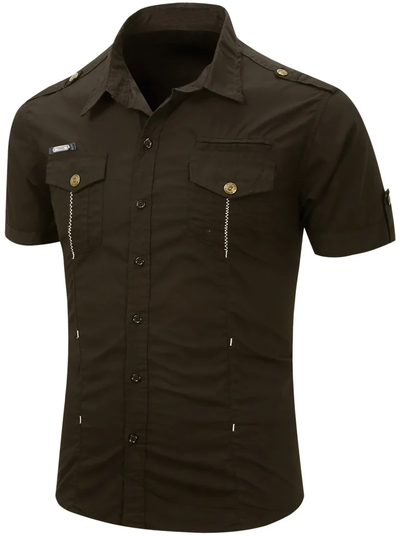 Short Sleeved Cotton Cargo Shirt