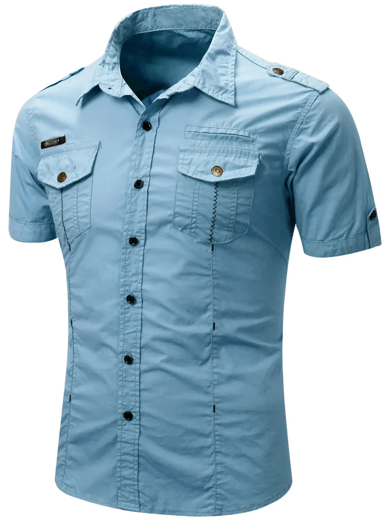 Short Sleeved Cotton Cargo Shirt