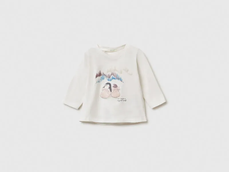 T-Shirt mit Glitzer-Print