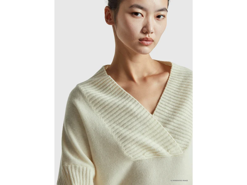 Pullover mit V-Ausschnitt und kastiger Passform