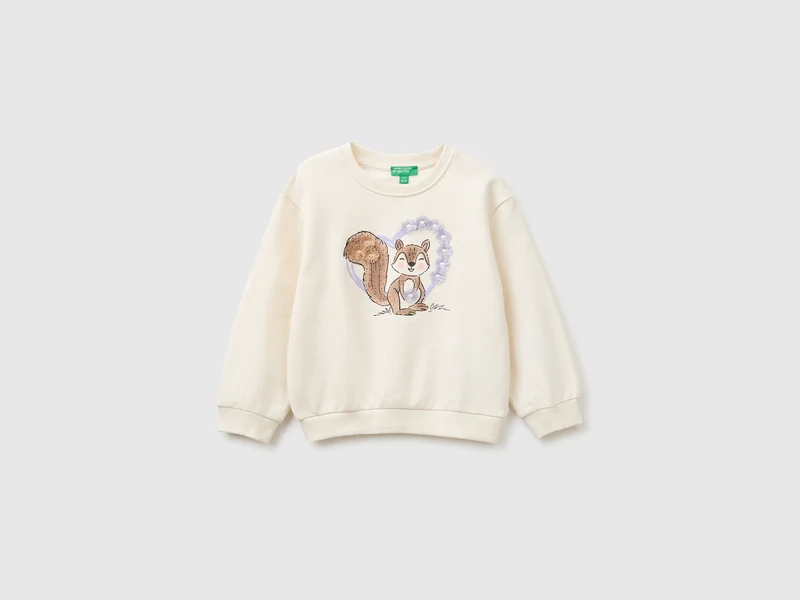 Sweatshirt mit Aufdruck und Stickerei aus Bio-Baumwolle