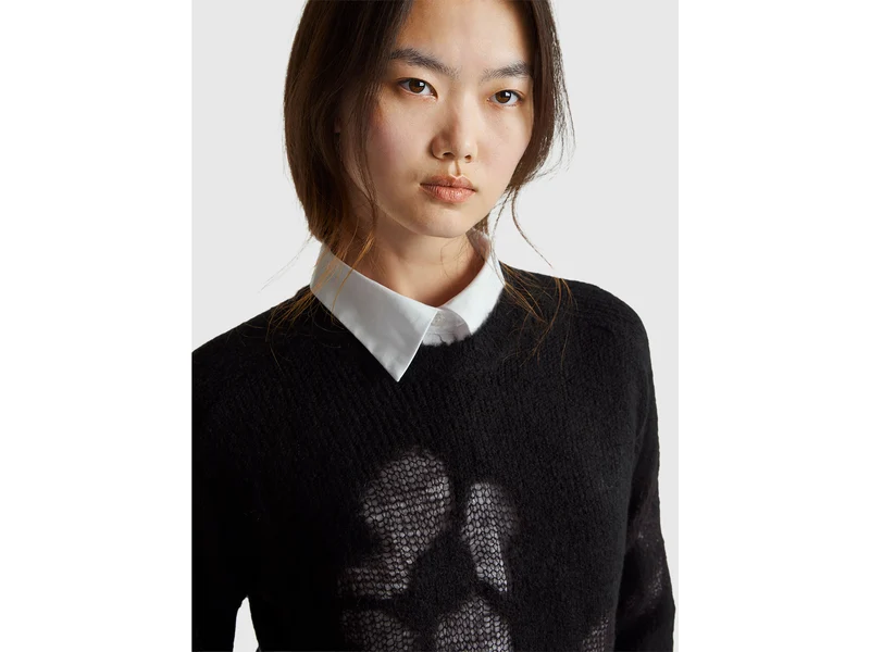 Pullover mit Blumen-Inlay