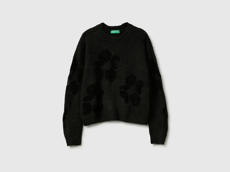 Pullover mit Blumen-Inlay