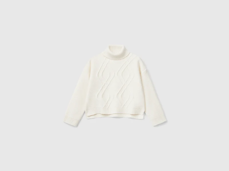 Rollkragenpullover mit Rautenmuster