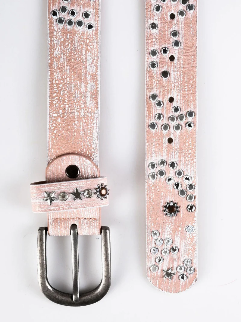 Cintura con borchie - rosa