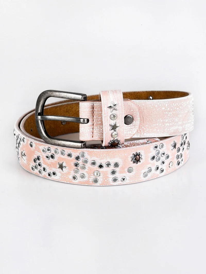 Cintura con borchie - rosa