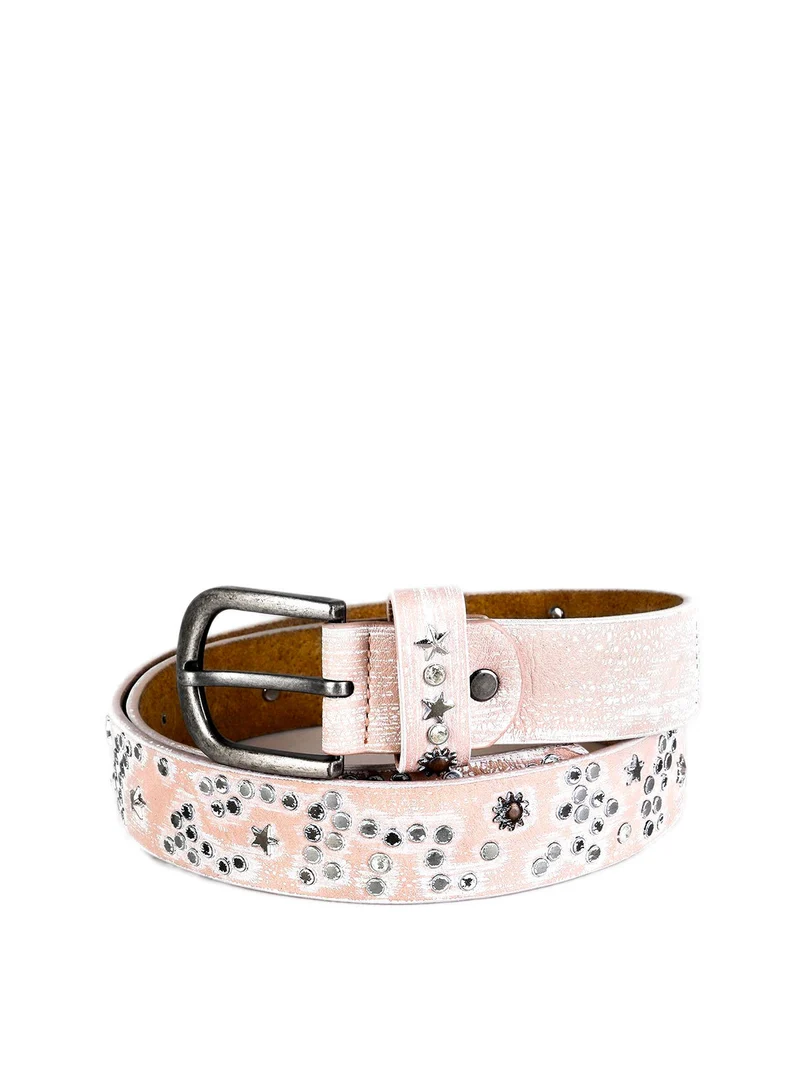 Cintura con borchie - rosa