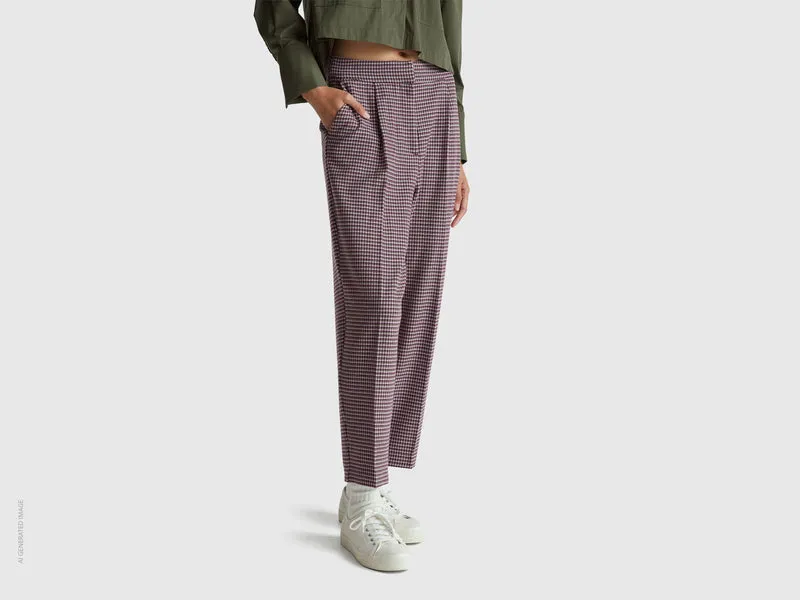 Flanellhose mit Hahnentrittmuster