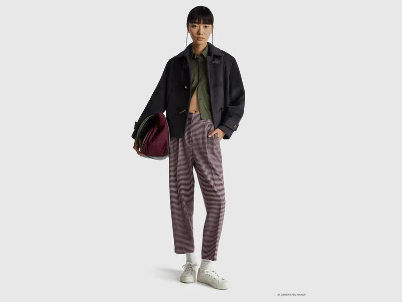 Flanellhose mit Hahnentrittmuster