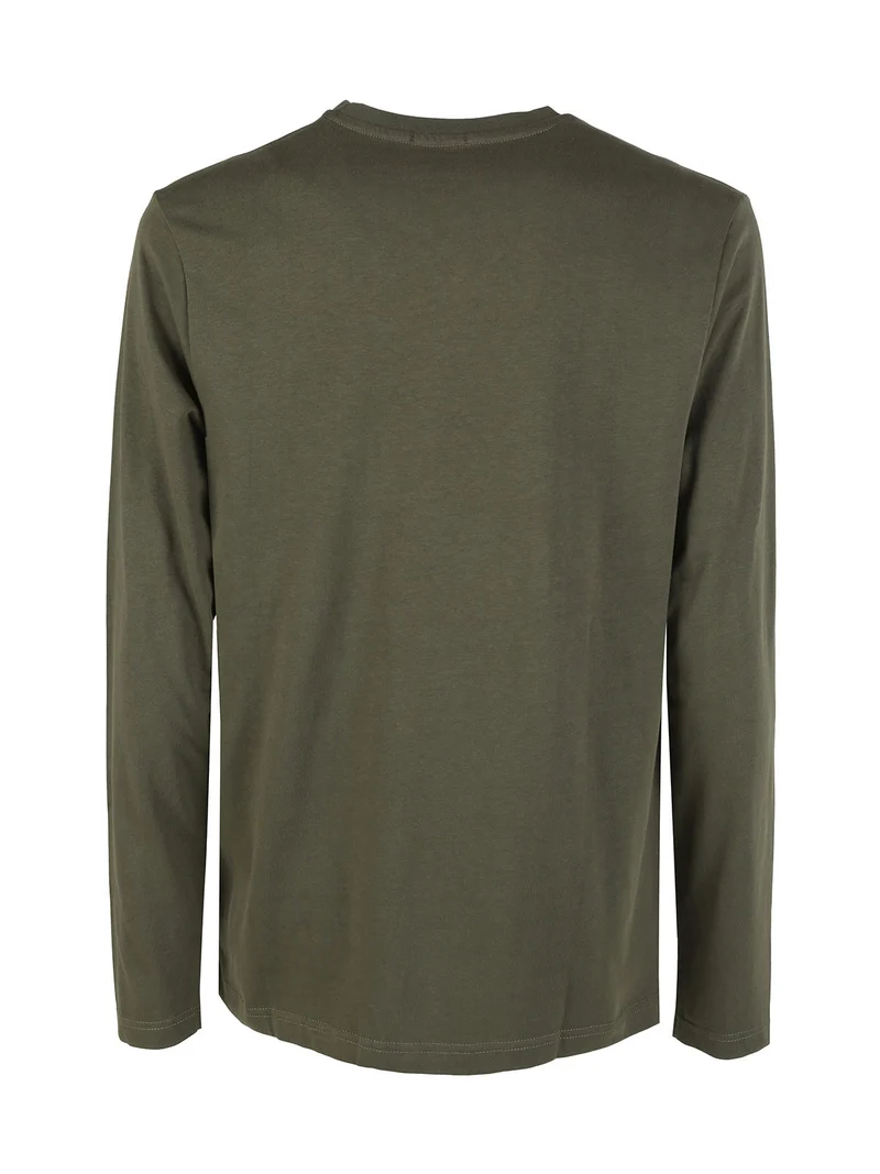 Maglia girocollo da uomo in cotone a maniche lunghe - militare