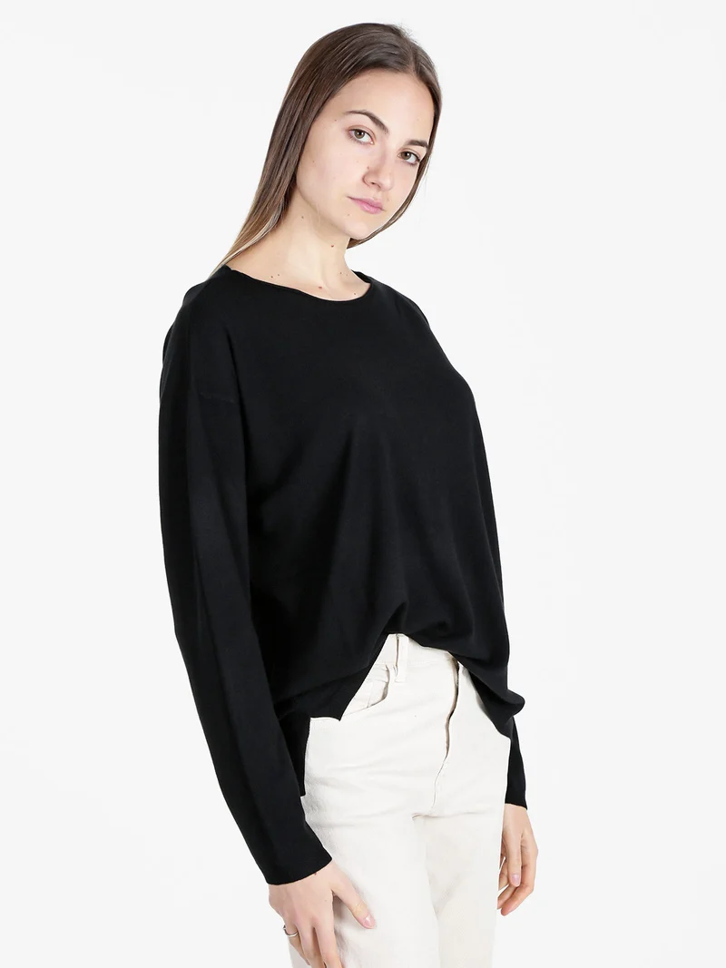 Pullover donna oversize in maglia - nero
