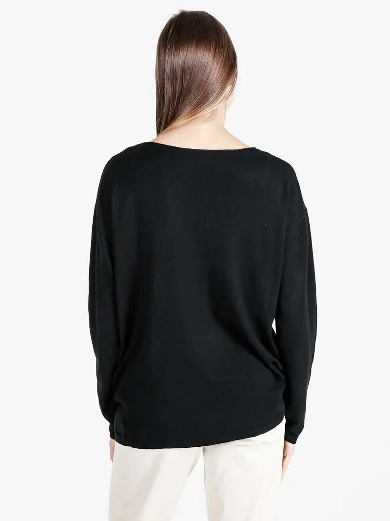 Pullover donna oversize in maglia - nero
