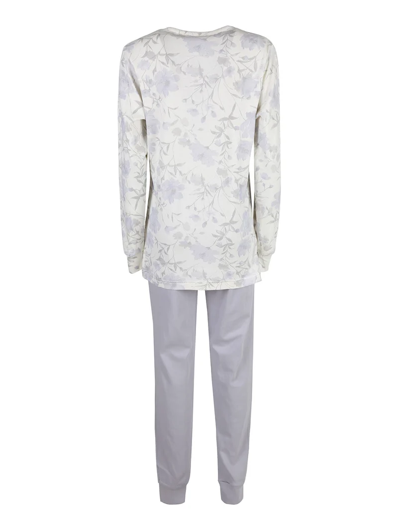 Pigiama donna fiorato in cotone interlock - lilla