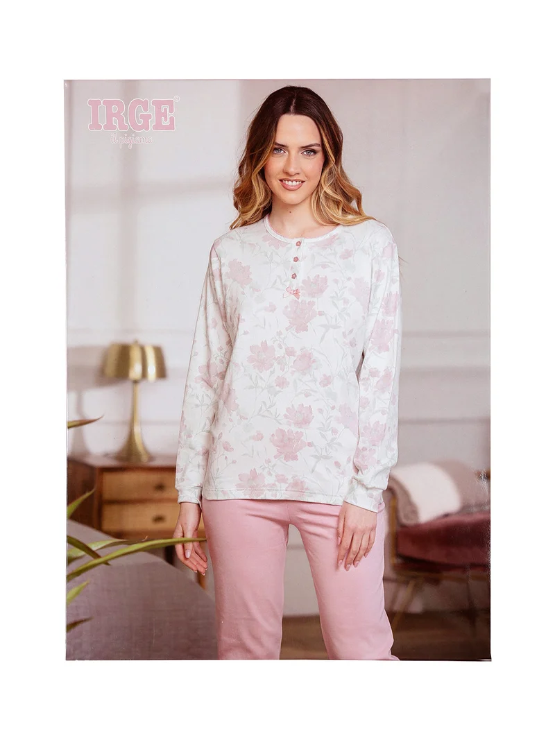 Pigiama donna fiorato in cotone interlock - lilla
