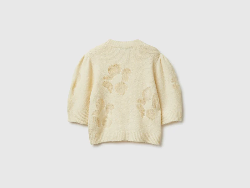 Kurzarmshirt mit Blumen-Intarsie