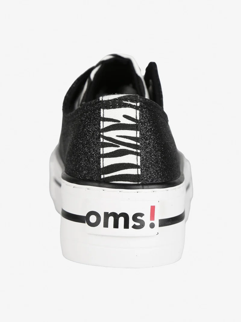 Sneakers donna con platform e glitter - nero