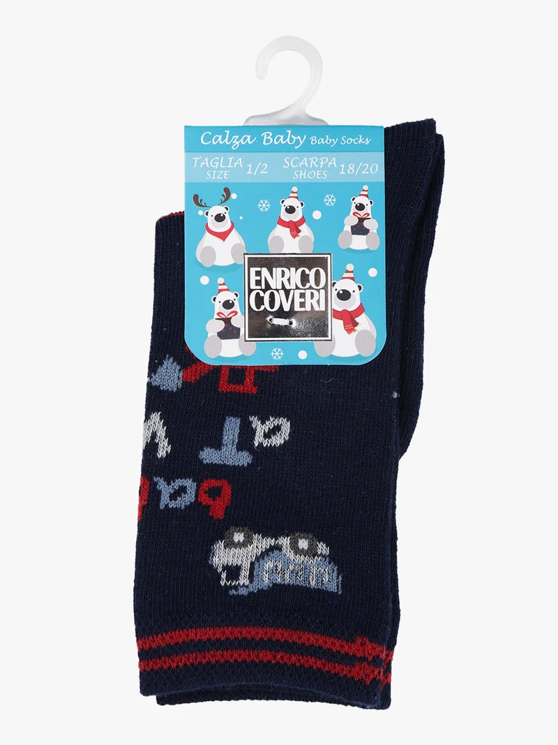 Calze lunghe da bambino caldo cotone - blu scuro