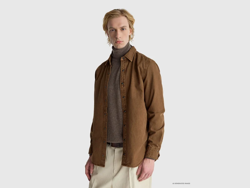Slim Fit-Hemd aus 100 % Baumwolle