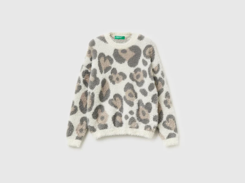 Pullover mit Animalprint aus flauschigem Garn