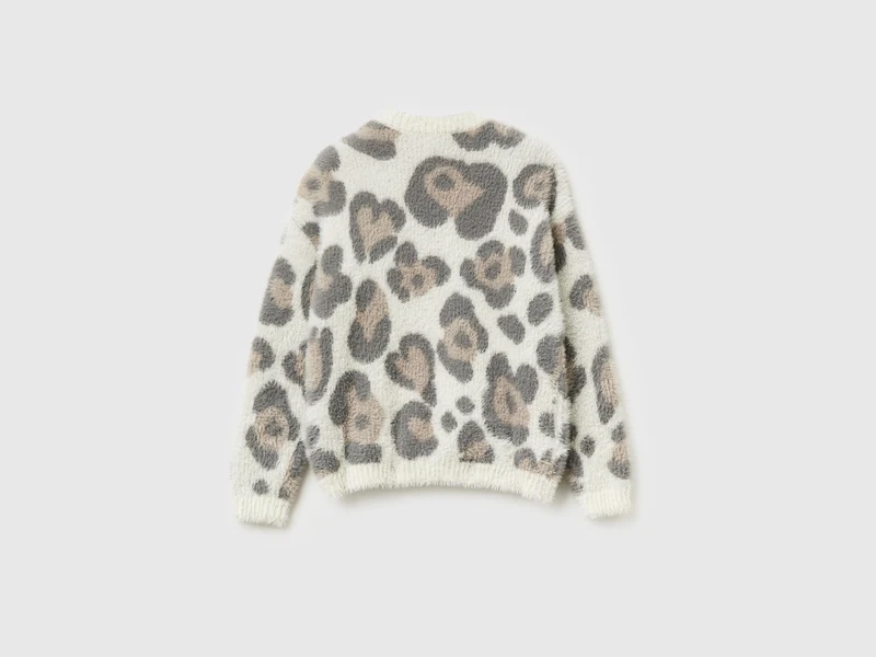 Pullover mit Animalprint aus flauschigem Garn